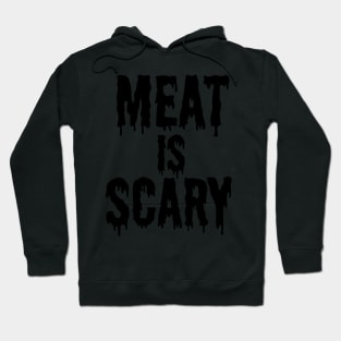 MEAT IS SCARY - Vegan Halloween Costume - Black on Orange Hoodie